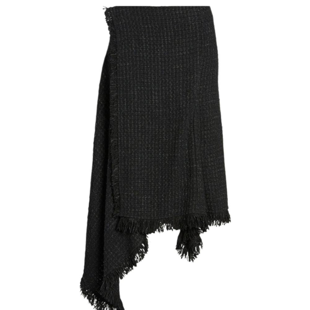 NIC + ZOE Black Tweed Asymmetrical Skirt XL